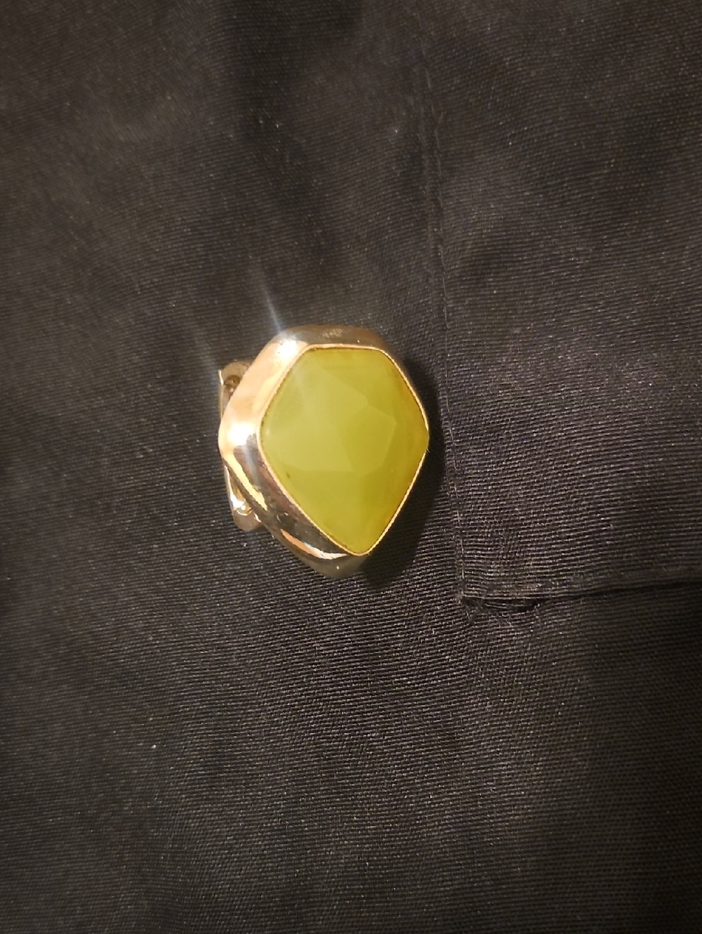 Gold-Tone Ring with Faceted Lime Stone - Women's Jewelry